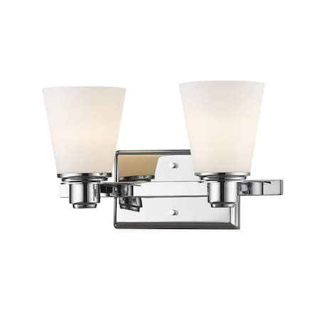 Z-Lite Kayla 2 Light Vanity, Chrome & Matte Opal 7001-2V-CH